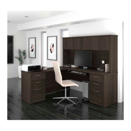 Bestar Bestar L-Shaped Desk W/ Hutch - 71" - Dark Chocolate - Embassy Series 60893-79